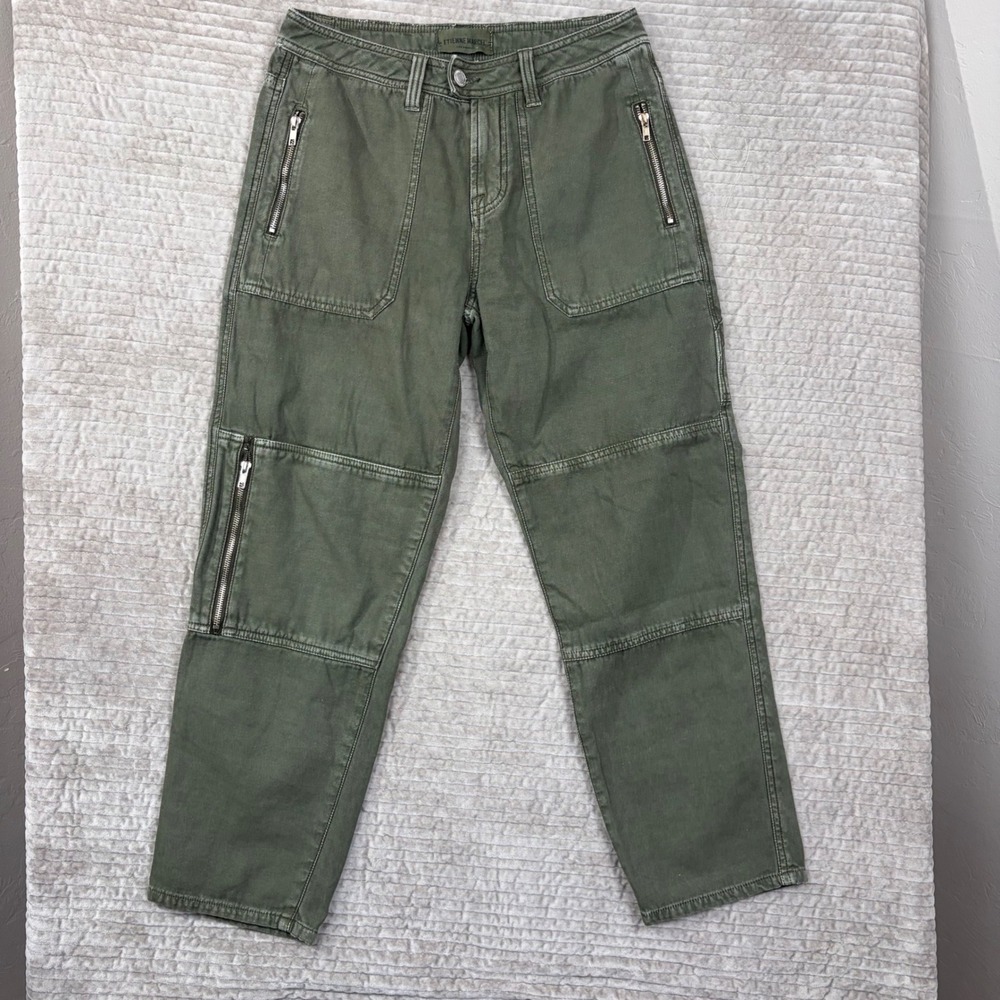 Etienne Marcel Olive Green Cargo Utility Pants Zipper Detail Straight Leg 31